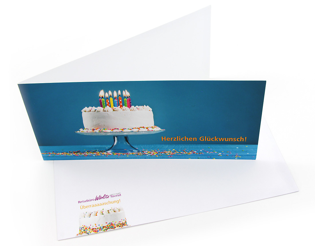 Geburtstagskarte, DIN lang mit Umschlag